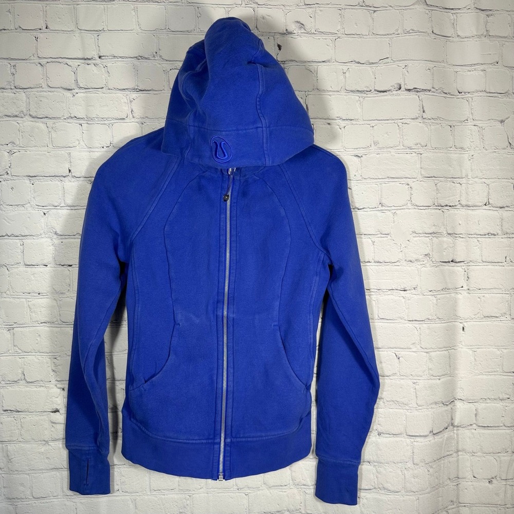 Lululemon Scuba Full Zip Hoodie 6 Blue Women Athletic Sweatshirt Thumbholes READ